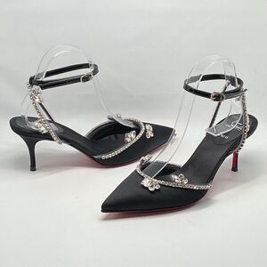 Christian Louboutin Marykate Queen Crystal-Embellished Satin Pumps size 37.5